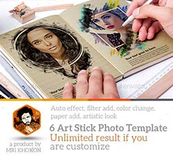 6个图像艺术框架模板(含高清视频操作教程)：Art Stick Photo Template